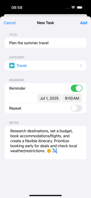 todist create task interface